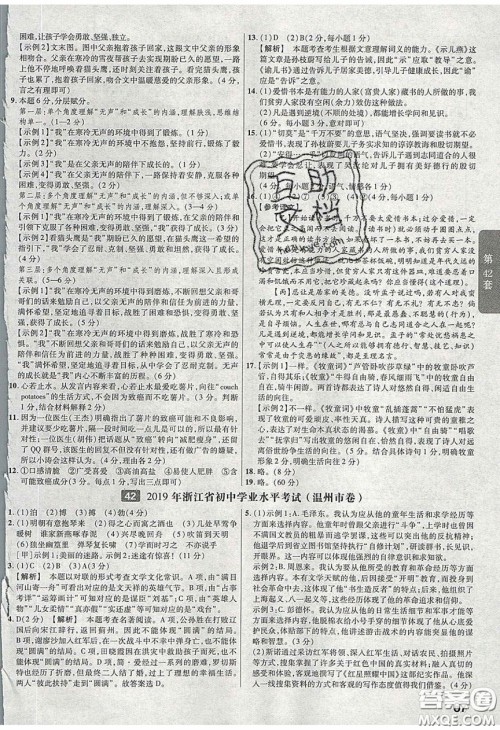 新疆青少年出版社2020金考卷湖北中考45套汇编语文答案