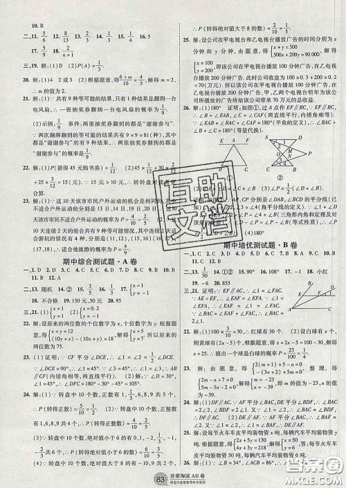 2020新版非常海淀单元测试AB卷七年级数学下册鲁教版答案 2020新版非常海淀单元测试AB卷七年级数学下册鲁教版答案