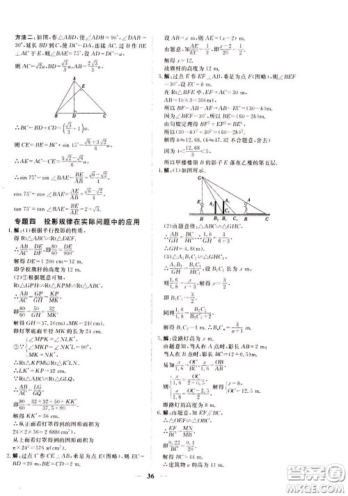 2020年新坐标同步练习数学九年级下册人教版参考答案