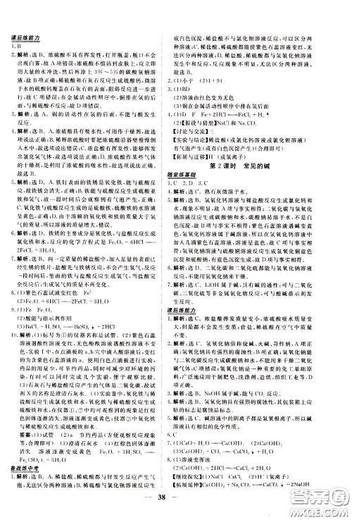 2020年新坐标同步练习化学九年级下册人教版参考答案