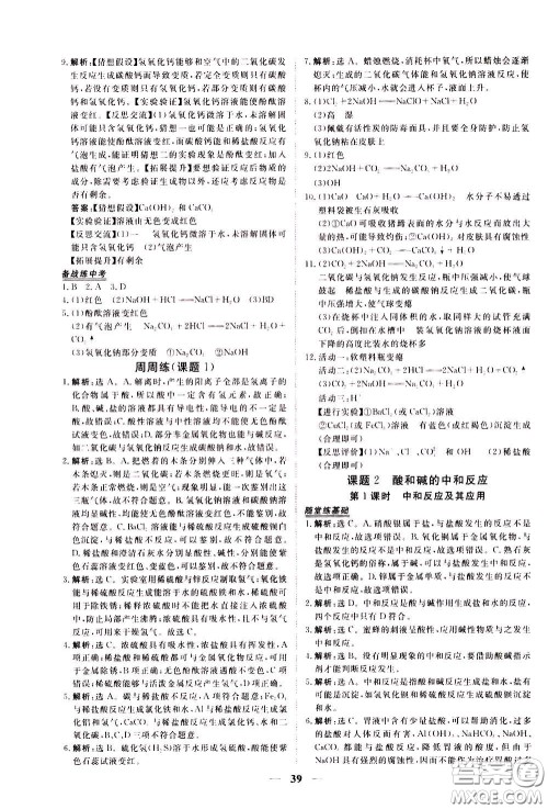 2020年新坐标同步练习化学九年级下册人教版参考答案