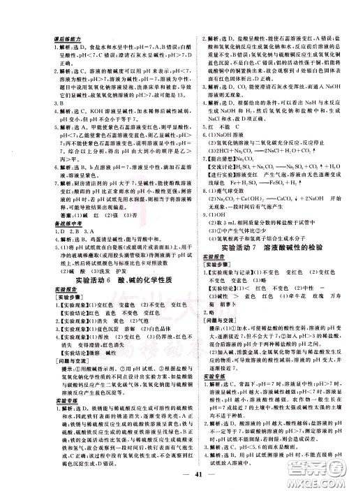 2020年新坐标同步练习化学九年级下册人教版参考答案 2020年新坐标同步练习化学九年级下册人教版参考答案