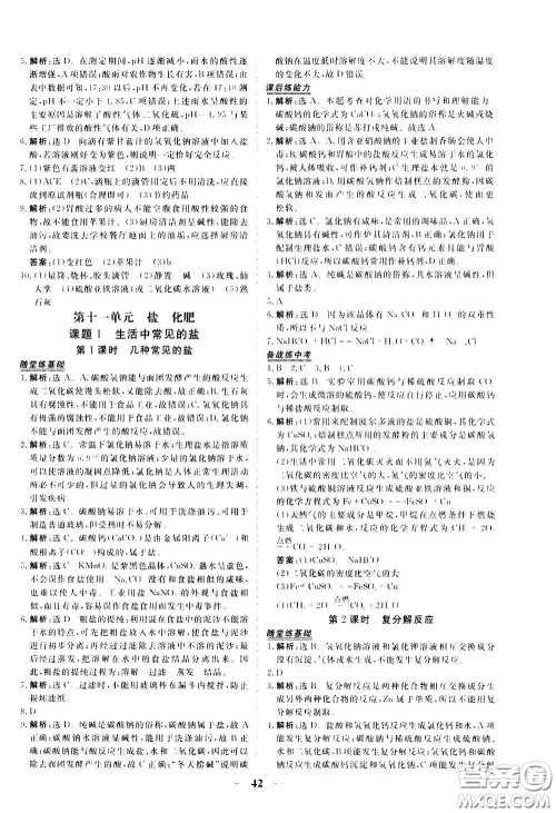 2020年新坐标同步练习化学九年级下册人教版参考答案 2020年新坐标同步练习化学九年级下册人教版参考答案
