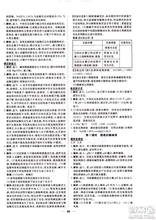 2020年新坐标同步练习化学九年级下册人教版参考答案