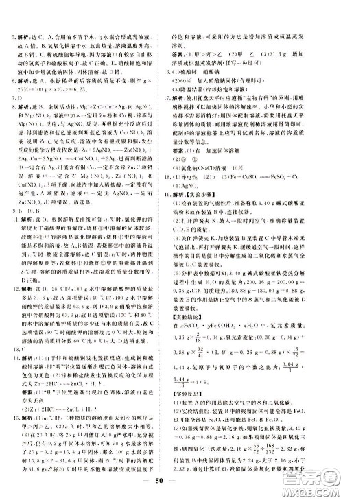 2020年新坐标同步练习化学九年级下册人教版参考答案