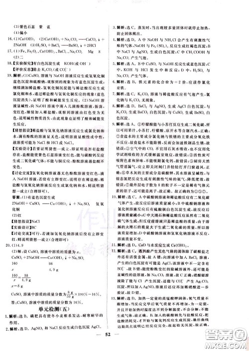 2020年新坐标同步练习化学九年级下册人教版参考答案