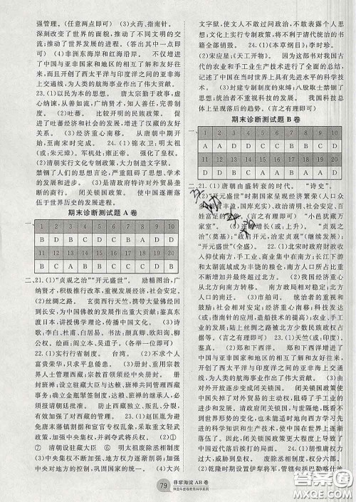 2020新版非常海淀单元测试AB卷七年级历史下册人教版答案