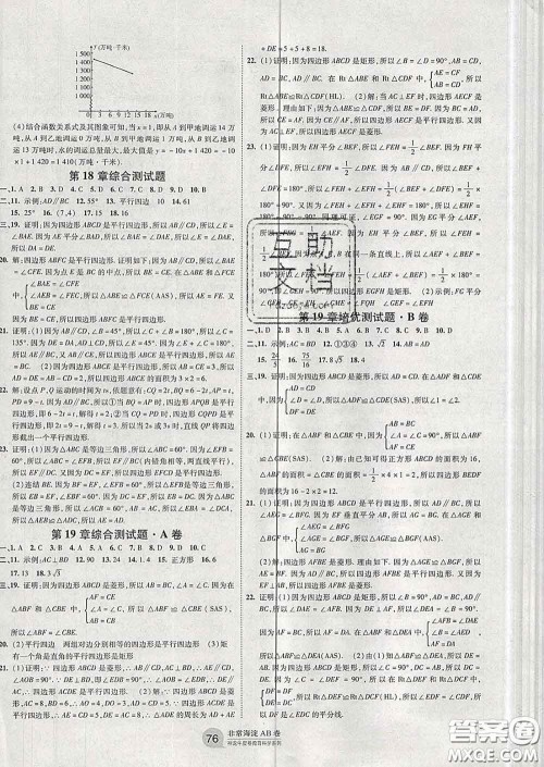 2020新版非常海淀单元测试AB卷八年级数学下册华师版答案 2020新版非常海淀单元测试AB卷八年级数学下册华师版答案