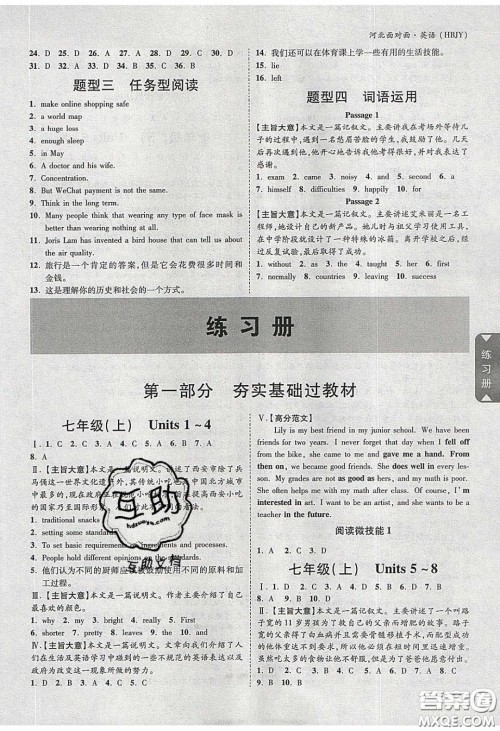 新疆青少年出版社2020年万维河北中考面对面英语冀教版答案 新疆青少年出版社2020年万维河北中考面对面英语冀教版答案