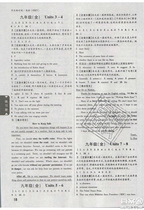 新疆青少年出版社2020年万维河北中考面对面英语冀教版答案 新疆青少年出版社2020年万维河北中考面对面英语冀教版答案