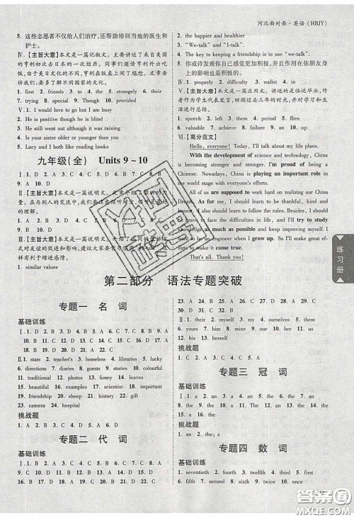 新疆青少年出版社2020年万维河北中考面对面英语冀教版答案 新疆青少年出版社2020年万维河北中考面对面英语冀教版答案