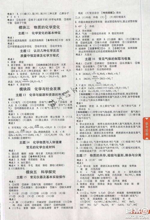 新疆青少年出版社2020陕西中考面对面化学人教版答案 新疆青少年出版社2020陕西中考面对面化学人教版答案