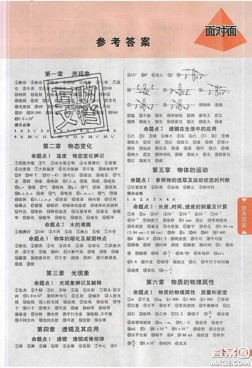 新疆青少年出版社2020陕西中考面对面物理人教版答案 新疆青少年出版社2020陕西中考面对面物理人教版答案