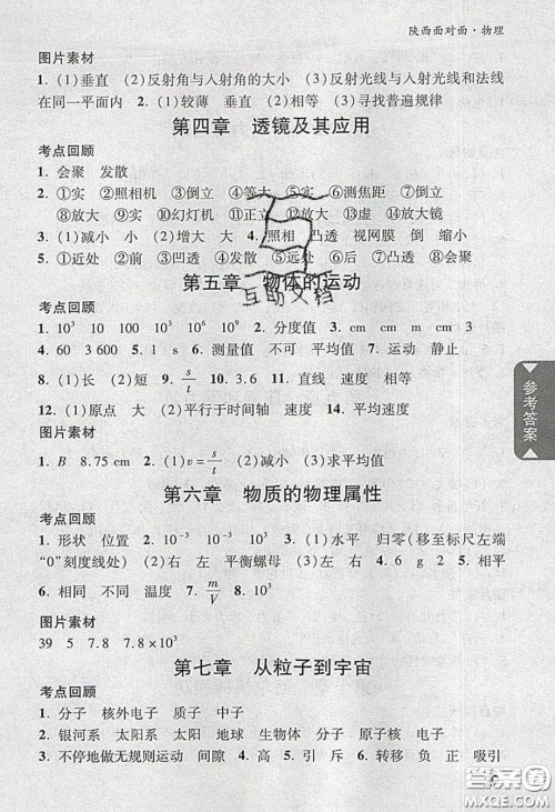 新疆青少年出版社2020陕西中考面对面物理人教版答案 新疆青少年出版社2020陕西中考面对面物理人教版答案