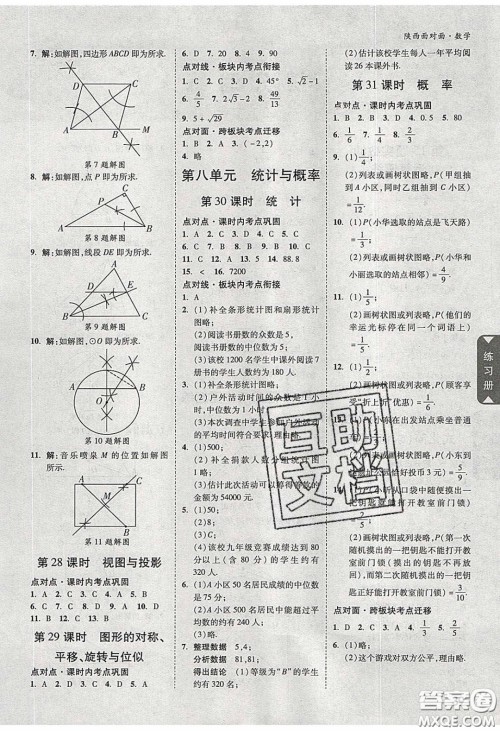 新疆青少年出版社2020陕西中考面对面数学人教版答案 新疆青少年出版社2020陕西中考面对面数学人教版答案