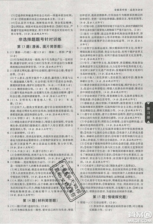 2020年安徽中考面对面道德与法治人教版答案 2020年安徽中考面对面道德与法治人教版答案