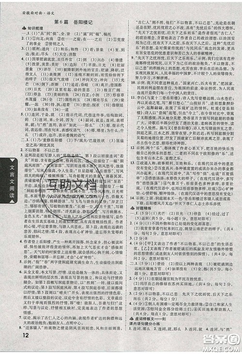 新疆青少年出版社2020年万维安徽中考面对面语文人教版答案 新疆青少年出版社2020年万维安徽中考面对面语文人教版答案