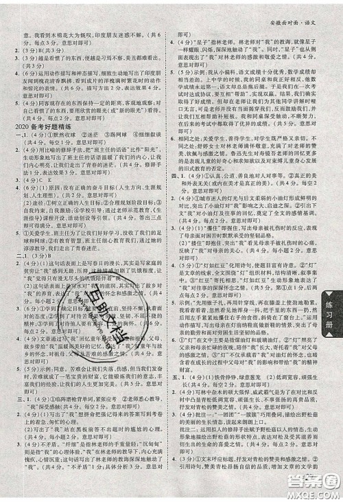 新疆青少年出版社2020年万维安徽中考面对面语文人教版答案 新疆青少年出版社2020年万维安徽中考面对面语文人教版答案