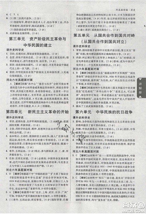 新疆青少年出版社2020年万维河北中考面对面历史人教版答案 新疆青少年出版社2020年万维河北中考面对面历史人教版答案