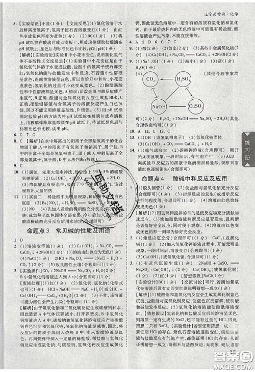 新疆青少年出版社2020年辽宁中考面对面化学人教版答案