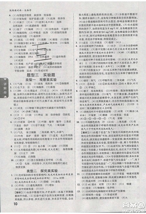 新疆青少年出版社2020年万维陕西中考面对面生物学人教版答案 新疆青少年出版社2020年万维陕西中考面对面生物学人教版答案