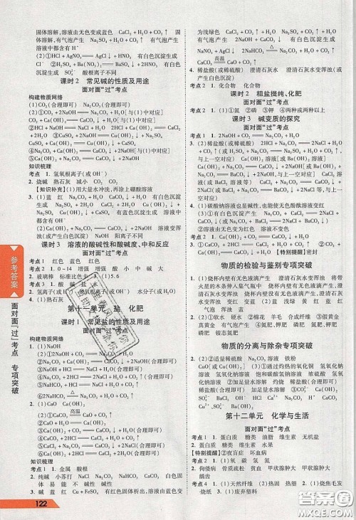 新疆青少年出版社2020年万维河北中考面对面化学人教版答案