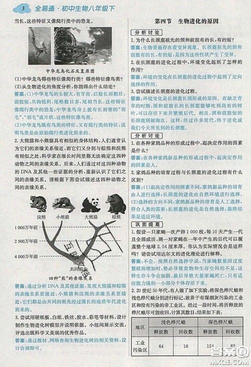 安徽人民出版社2020年全易通初中生物八年级下册济南版答案 安徽人民出版社2020年全易通初中生物八年级下册济南版答案