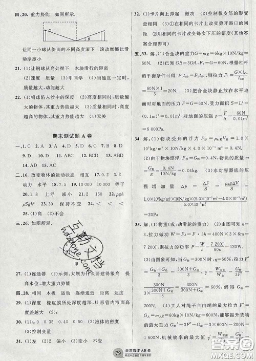 2020新版非常海淀单元测试AB卷八年级物理下册鲁科版答案 2020新版非常海淀单元测试AB卷八年级物理下册鲁科版答案