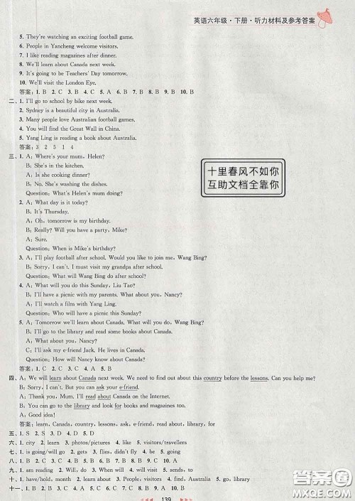 2020春金钥匙提优训练课课练六年级英语下册江苏版答案 2020春金钥匙提优训练课课练六年级英语下册江苏版答案