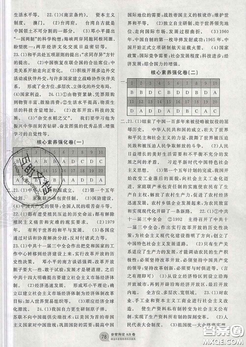 2020新版非常海淀单元测试AB卷八年级历史下册人教版答案 2020新版非常海淀单元测试AB卷八年级历史下册人教版答案