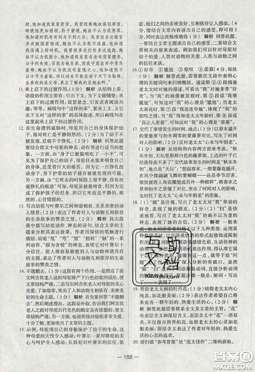 2020年金星教育同学七年级语文下册人教版答案 2020年金星教育同学七年级语文下册人教版答案