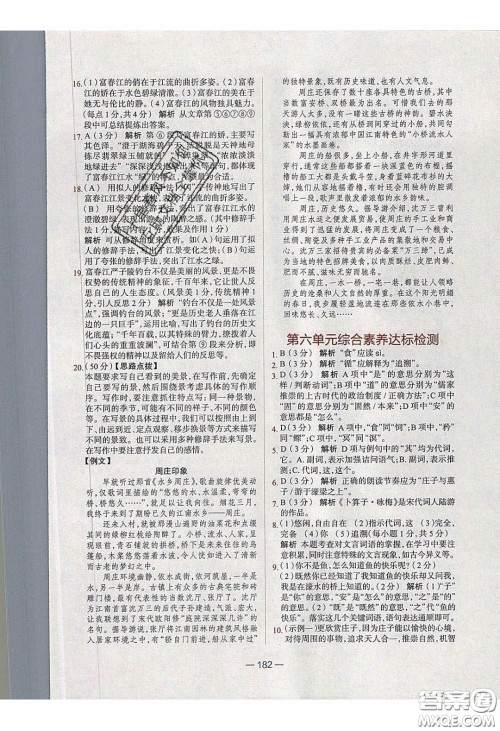 2020年金星教育同学八年级语文下册人教版答案 2020年金星教育同学八年级语文下册人教版答案