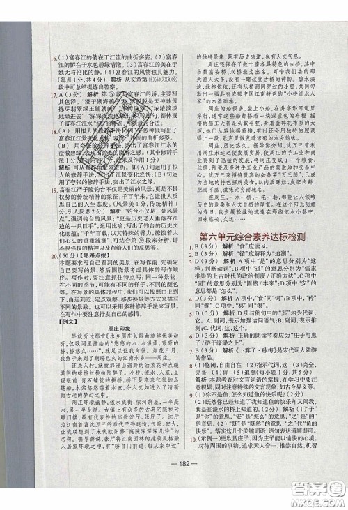 2020年金星教育同学八年级语文下册人教版答案 2020年金星教育同学八年级语文下册人教版答案