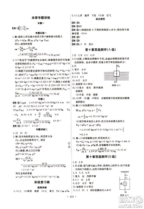 2020年长江全能学案同步练习册物理八年级下册人教版参考答案 2020年长江全能学案同步练习册物理八年级下册人教版参考答案