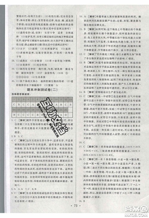 2020年期末考向标海淀新编跟踪突破测试卷八年级生物下册济南版答案