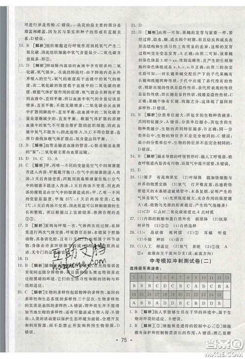 2020年期末考向标海淀新编跟踪突破测试卷八年级生物下册济南版答案