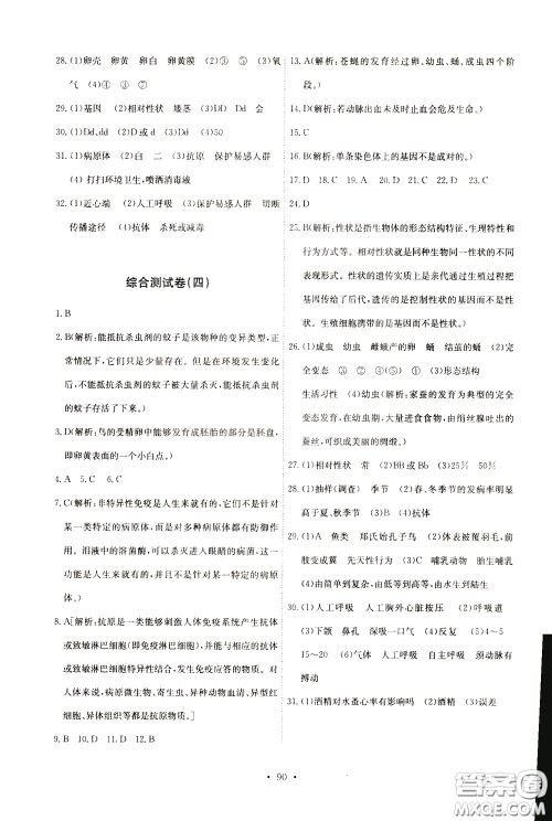 2020年长江全能学案同步练习册生物学八年级下册人教版参考答案
