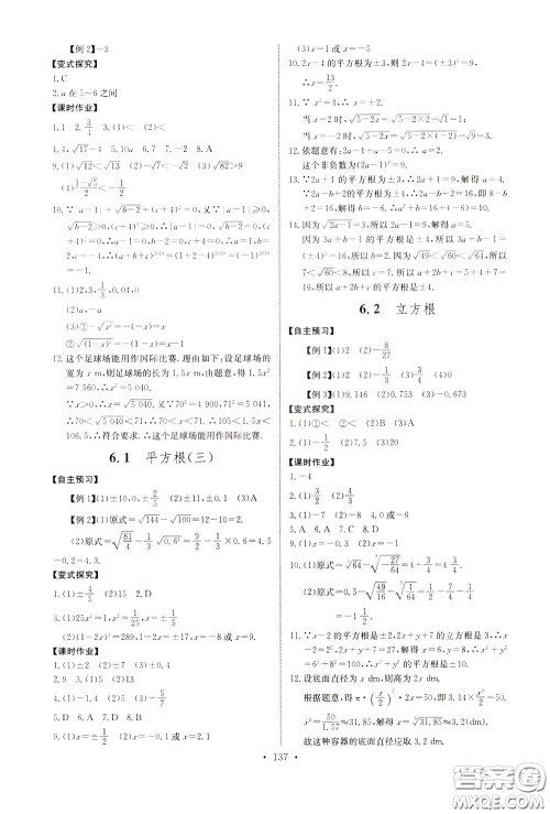 2020年长江全能学案同步练习册数学七年级下册人教版参考答案
