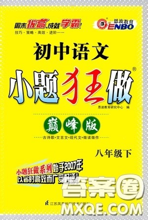 2020年初中语文小题狂做巅峰版八年级下册参考答案