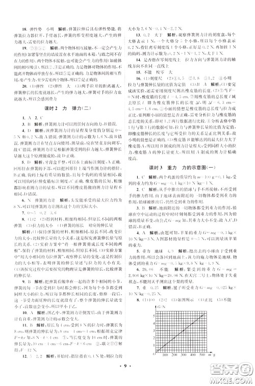 2020年初中物理小题狂做提优版八年级下册苏科版参考答案