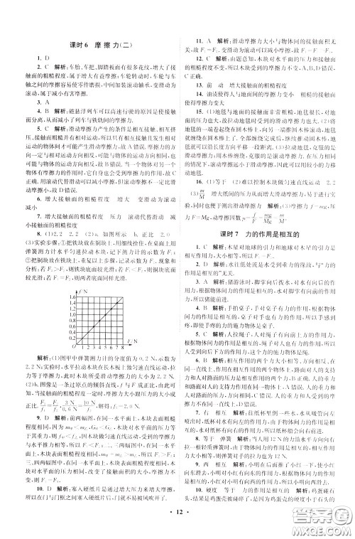 2020年初中物理小题狂做提优版八年级下册苏科版参考答案