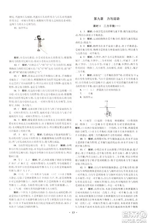 2020年初中物理小题狂做提优版八年级下册苏科版参考答案