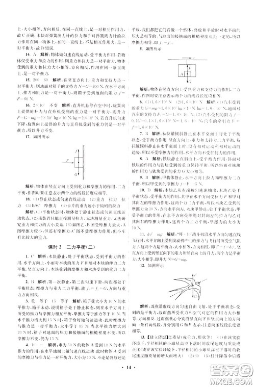 2020年初中物理小题狂做提优版八年级下册苏科版参考答案