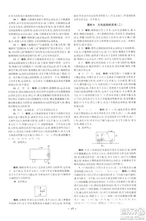 2020年初中物理小题狂做提优版八年级下册苏科版参考答案