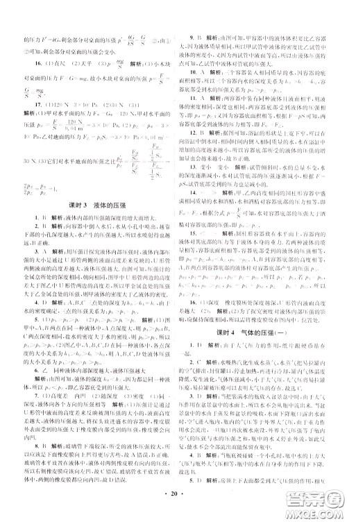 2020年初中物理小题狂做提优版八年级下册苏科版参考答案