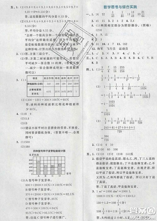 西安出版社2020新版53全优卷六年级数学下册人教版答案