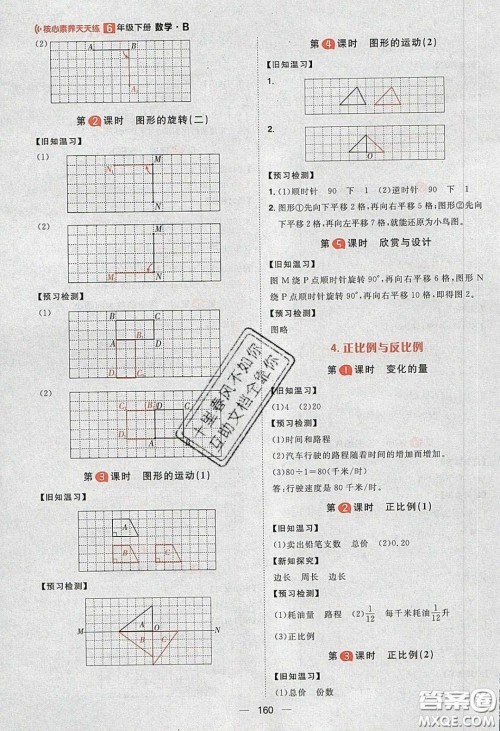 2020年核心素养天天练六年级数学下册北师大版答案