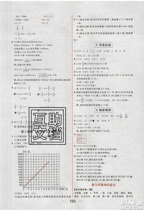 2020年核心素养天天练六年级数学下册北师大版答案