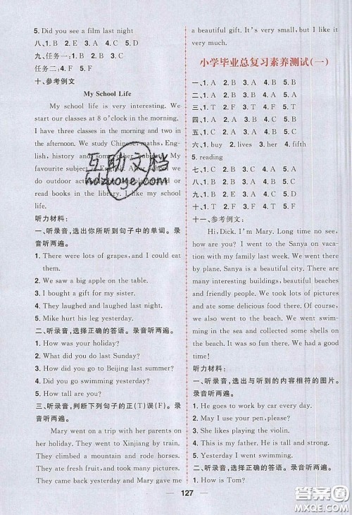 2020年核心素养天天练六年级英语下册人教版答案 2020年核心素养天天练六年级英语下册人教版答案