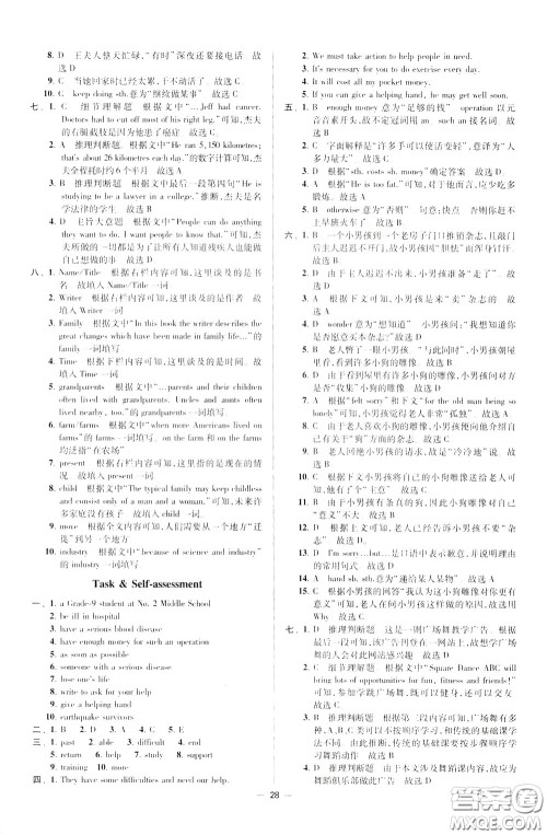 2020年初中英语小题狂做提优版八年级下册译林版参考答案